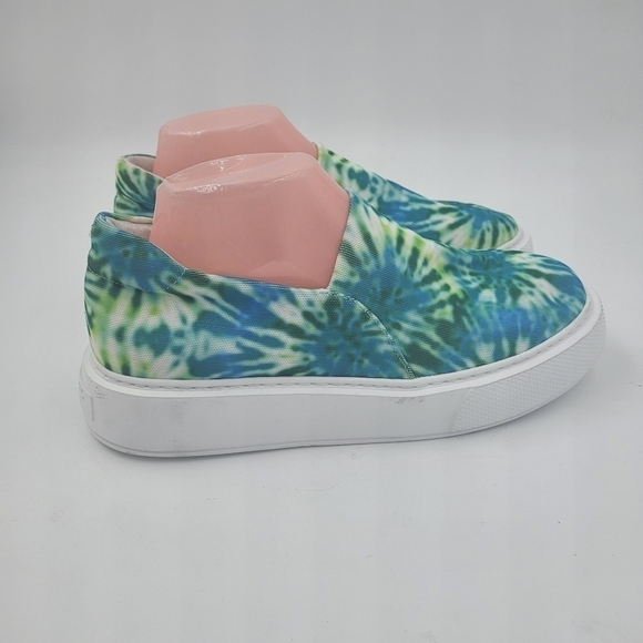 J/Slides Women's Blue Green Tie-Dye Dusty Slip-on Casual Canvas Sneaker Size 8.5 - Picture 7 of 11